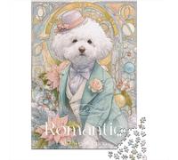 Romantic Bichon Frise Art Print -1 Jigsaw Puzzle Impossibili 1000 Pezzi Decorazione Per La Casa. Rilassamento E Intelligence Per Adulti E Ragazzi Da 14 Anni 38x26cm/1000pcs