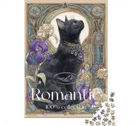 Romantic Black Cat Art Print-1 Puzzle Impossibili 1000Pcs Decorazione Per La Casa. Giochi Rilassamento E Intelligence Per Adulti E Ragazzi Da 14 Anni 70x50cm/1000pcs