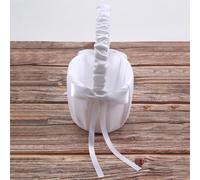 Romantic Bowknot White Satin Wedding Ceremony Flower Girl Basket