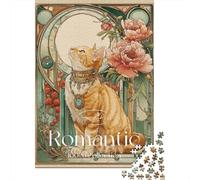 Romantic Cat Art Print-5 Jigsaw Puzzle Impossibili 1000 Pezzi Decorazione Per La Casa. Giochi Rilassamento E Intelligence Per Adulti E Ragazzi Da 14 Anni 52x38cm/1000pcs