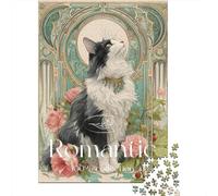 Romantic Cat Art Print-6 Puzzle Impossible 1000 Pezzi Decorazione Per La Casa. Giochi Rilassamento E Intelligence Per Adulti E Ragazzi Da 14 Anni 70x50cm/1000pcs