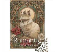 Romantic Cat Art Print-7 Jigsaw Puzzle Impossibili 1000 Pezzi Decorazione Per La Casa. Giochi Rilassamento E Intelligence Per Adulti E Bambini Da 12 Anni 38x26cm/1000pcs