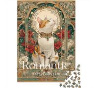 Romantic Cat Art Print-9 Jigsaw Puzzle Impossible 1000Pcs Decorazione Per La Casa. Rilassamento E Intelligence Per Adulti E Bambini Da 12 Anni 52x38cm/1000pcs