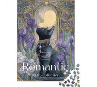 Romantic Cat Art Print Jigsaw Puzzle Impossibili 1000Pcs Decorazione Per La Casa. Rilassamento E Intelligence Per Adulti E Ragazzi Da 14 Anni 52x38cm/1000pcs