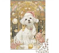 Romantic Christmas Dog Art Print Puzzle Impossible 1000Pcs Decorazione Per La Casa. Rilassamento E Intelligence Per Adulti E Ragazzi Da 14 Anni 70x50cm/1000pcs