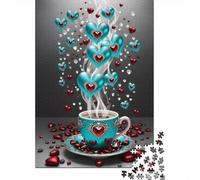 Romantic Coffee Puzzle in Pezzi Glowing Hearts 1000 Pezzi Carta Riciclata Per Donne, Regali Per Uomini Puzzle Per Adulti Divertente E Stimolante Gioco Familiare 70x50cm/1000pcs