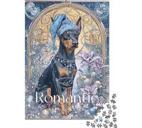 Romantic Doberman Christmas Card Puzzle Impossibili 1000Pcs Decorazione Per La Casa. Giochi Rilassamento E Intelligence Per Adulti E Bambini Da 12 Anni 70x50cm/1000pcs