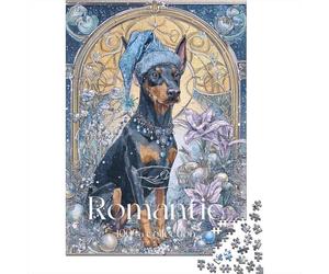 Romantic Doberman Christmas Card Puzzle Impossibili 1000Pcs Decorazione Per La Casa. Giochi Rilassamento E Intelligence Per Adulti E Bambini Da 12 Anni 70x50cm/1000pcs