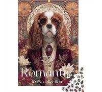 Romantic Dog Art Print-1 Jigsaw Puzzle Impossible 1000 Pezzi Decorazione Per La Casa. Giochi Rilassamento E Intelligence Per Adulti E Ragazzi Da 14 Anni 70x50cm/1000pcs