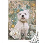 Romantic Dog Art Print Jigsaw Puzzle Impossible 1000Pcs Decorazione Per La Casa. Rilassamento E Intelligence Per Adulti E Ragazzi Da 14 Anni 38x26cm/1000pcs