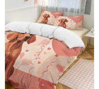 Romantic Dog - Set copripiumino 3 pezzi con 2 federe Labrador palloncino caldo e chiusura a cerniera, set di biancheria da letto morbido per tutte le stagioni, 218 x 178 cm