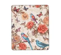 Romantic Fancy Flower Birds Butterfly Tappetino Mouse Soffice Tappetini per Il Mouse Bordo Cucito Mousepad per Casa Lavoro Pc 25X30Cm
