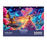 Romantic Fantasy 1000 Pezzi Resistente Cartone Puzzle Villaggio Magico Splendente Cielo Cosmico Tutte Età Rilassamento Casa Schermo Libero