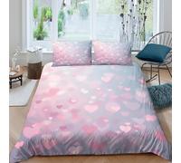 Romantic heartsSet Di Copripiumino microfibra 3 Pezzi stampa 3D con cerniera Soft pastel bokeh style copripiumino con federa traspirante ultra morbido e traspirante for bambini Single（135x200cm）