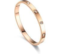 Romantic Love - Bracciale rigido in lega lucida con zirconia cubica, accessorio da polso per San Valentino e anniversari