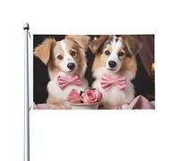Romantic Love Couple Dog Bandiera Vacanza Resistenti Bandiera All'Aperto Decorative Bandiere Da Giardino 90X150Cm Per Interni Parete Feste