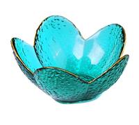 Romantic Love Phnom Penh Glass Dessert Ciotola - Bird's Nest Salad and Fruit Bowl With Transparent Petal Design for Breakfast and Ice Cream (Large, Blue)