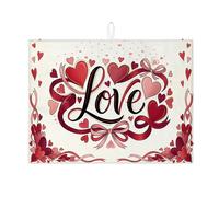 Romantic Love - Tappetino scolapiatti per bancone della cucina, tappetino assorbente a forma di cuore, in microfibra, per San Valentino, protezione da bar, 45,7 x 61 cm
