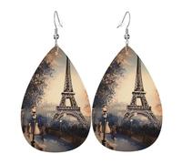 Romantic Paris Eiffel Tower Orecchini A Goccia In Finta Pell Squisito Orecchini In Pelle Leggeri Ciondolo Con Pendente A Goccia Per Accessori Feste Uso Quotidiano