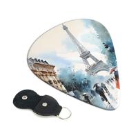Romantic Paris Eiffel Tower - Plettri per chitarra, 6 pezzi, stampati su entrambi i lati, per chitarra elettrica, basso, ukulele (0,46 mm, 0,71 mm, 0,96 mm)
