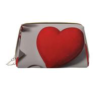 Romantic Reds Heart Leather Hand Held Zipper Makeup Bag Cute Make Up Case Large Wide Open Pouch Pen Case, bianco, Taglia unica