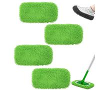 Romantic Reusable Mop Pads, Mopmate Reusable Mop Pads, Wet and Dry Cloths Microfiber Washable, for Hardwood Surface Floor Cleaning (Green,4 Pcs)