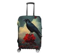 Romantic Rose Halloween Crow Travel Luggage Cover Lavabile Anti-Graffio Bagaglio Valigia Protector, Stile:, L