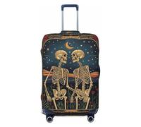 Romantic Skeletons Under Moon Travel Luggage Covers - Elasticità Valigie Coperture per bagagli 45-81 cm, Nero , L