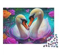 Romantic Swan Pond with Flowers Jigsaw Puzzle Impossible 1000Pcs Decorazione Per La Casa. Rilassamento E Intelligence Per Adulti E Ragazzi Da 14 Anni 52x38cm/1000pcs