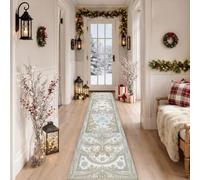 Romantic Swan Winter Motif Swans Runner Tappeto 2x8 | Bordi floreali ornati, tappeto runner da ingresso, intricati dettagli damascati, elegante coppia di voliere