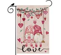 Romantic Swing Gnome Love Hearts Bandiere Verticale Durevole Flag Resistente Alle Intemperie Bandiera Da Giardino Per Feste Festival Balcone 30X45Cm