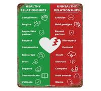 Romantic Wall Art Metal Sign Vintage Relationships Tin Painting Style Sentimental Decor for Couples Bedroom Home 8 X 12 inch
