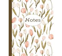Romantic Watercolor Pink & Cream Tulips Notebook | Aesthetic Feminine Spring Floral 8x10 Wide Ruled Writing Journal | Gift to Gardeners, Students, ... for School, Notes, Work, Planning, Journaling