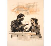 Romantic Wine Date Wall Art - Poster romantico di coppia -...
