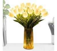 Romantica Luce Radiante A Tulipano - Lampada Da Tavolo Con Tulipani Scintillanti | Lampada Da Comodino Con Tulipani Artificiali Ill-uminati A LED Da 15 Pezzi Per La Casa, Il Soggiorno (Bianco)