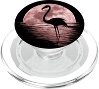 Romantica luna piena rossa in riva al mare Flamingo PopSockets PopGrip per MagSafe