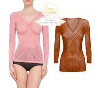 Romantica Net Top Tshirts By Wolford L Zucchero Mandorla Braun Pullover Rete