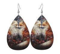 Romantici orecchini a forma di fiore e volpe da donna, orecchini colorati in pelle goccia per donna, alla moda, orecchini a goccia, gioielli