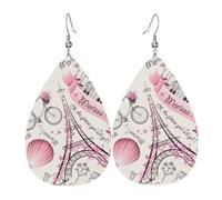 Romantici orecchini pendenti in pelle con stampa a farfalla di Parigi, gioielli reversibili con ganci placcati in argento