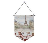 Romantici striscioni a forma di torre Eiffel per bicicletta francese, da appendere con asta telescopica da giardino, decorazione da parete per ufficio, scuola, aula, dormitorio, casa