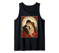 Romanticismo e Rose Rosse Art Nouveau Illustrazione Canotta