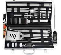 Romanticist 28Pcs Kit di Accessori per Barbecue Set - Utensili per Barbecue in Acciaio Inox in Custodia di Alluminio per Barbecue Uomini Donne Papà di Compleanno di Matrimonio