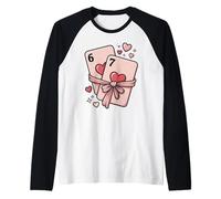 Romantico 6 e 7 di Cuori Carte da Gioco Valentine Love 67 Maglia con Maniche Raglan