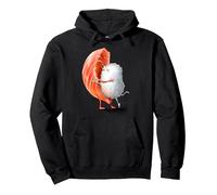 Romantico Abbraccio e Bacio Sushi di Salmone Felpa con Cappuccio, Unisex per Adulti, Nero, L