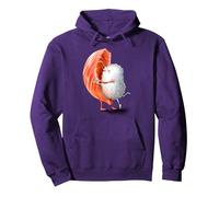 Romantico abbraccio e bacio sushi di salmone Felpa con Cappuccio, Unisex per adulti, Viola, L