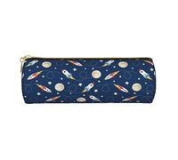 Romantico astuccio in pelle stampata con spiaggia astuccio portapenne astuccio per matite cosmetico borsa per trucco borsa da ufficio per uomo donna, Rocket nello spazio, Taglia unica