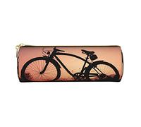 Romantico astuccio in pelle stampata con spiaggia astuccio portapenne astuccio per matite cosmetico borsa per trucco borsa da ufficio per uomo donna, Bicicletta da strada, Taglia unica