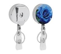 Romantico blu rosa retrattile badge bobina con robusta clip a coccodrillo carino infermieristica porta badge porta carta d'identità portachiavi per impiegati in ufficio insegnanti donne regali