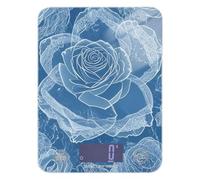 Romantico Blue Rose Flowers Display LCD Bilancia alimentare portatile da viaggio 5 kg/5 g piccola bilancia in grammi con 4 unità per spezie cottura espresso (batterie non incluse)