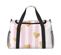 Romantico borsone da viaggio con cuore dorato per San Valentino, palestra, pernottamento, weekender, per uomini e donne, leggero, bagaglio a mano per allenamento e vacanze